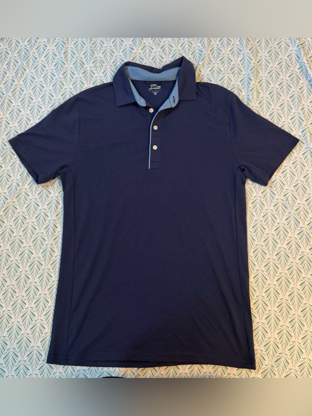 J. Crew Navy Polo with Light Blue Contrast Collar